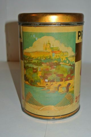 RARE Antique Coffee Tin Can PRAZKA ZITNA KAVA COFFEE.  90 kg Czechoslovakia 2