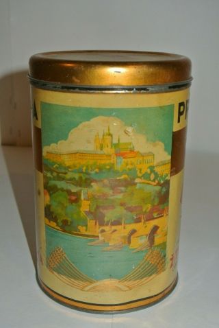 RARE Antique Coffee Tin Can PRAZKA ZITNA KAVA COFFEE.  90 kg Czechoslovakia 4