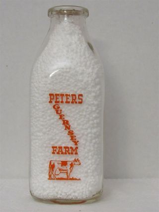 Sspq Milk Bottle Peters Guernsey Farm Dairy Full Cow Picture 1955 Location???