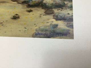 Vintage Beach Oil Painting On Wood Autographed By Wendy 8 