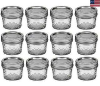 Ball Regular Mouth Canning Mason Jars Quilted Crystal Glass Jelly Jar 4Oz 12/Box 7