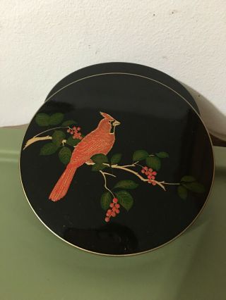 Vintage Otagiri Japan Lacquerware Cardinals Bird Set Of 6 Coasters In Case
