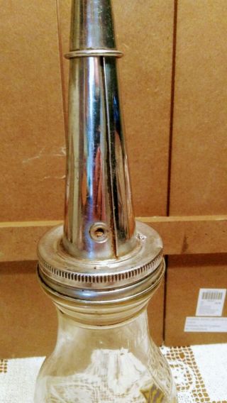 Sunoco oil can Glass Bottle Metal Funnel Spout 1938 Good Graphics 6