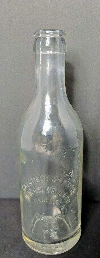 Antique Colorado Springs Mineral Water Co.  Bottle Clear And Crown Top