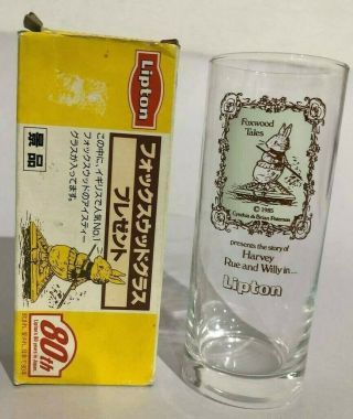Antique Vintage Foxwood Tales 1985 Harvey Rue And Willy 80th Lipton Glass