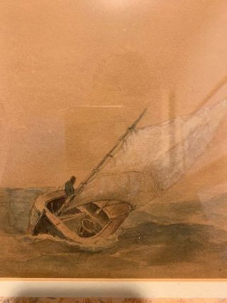 19th Century Painting Of A Ship.  Watecolor.  Signed L.  L.  " W.  H.  De Haag " ? Marine
