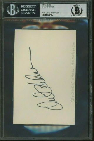 Orel Hershiser Signed Index Card Auto Autograph Bgs Bas