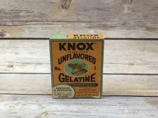 Vintage Knox U.  S.  P.  Plain Sparkling No.  1 Gelatine 1 Oz - Cute Cow