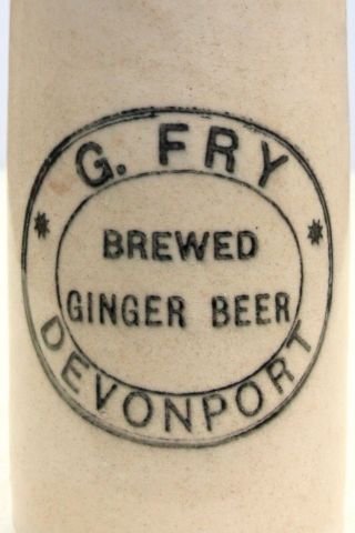 Vintage C1890s G Fry Devonport Plymouth Devon Stone Ginger Beer Bottle