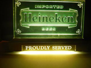 Heineken Green 9 X 6 Inch Light Up Counter Beer Sign Vintage Man Cave