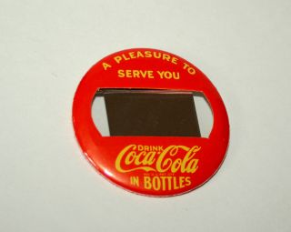 Vtg Red Coke Coca - Cola Soda Jerk Name Tag Waitress Waiter Button Pin Nos 60s