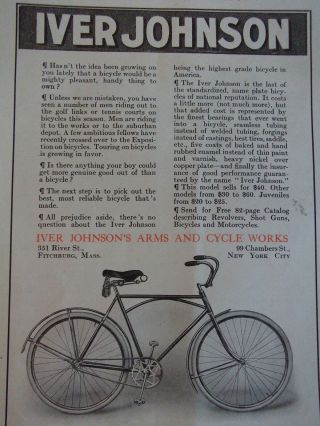 1915 Iver Johnson Arms And Cycle Bicycle Advertisement