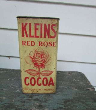 Early Kleins Red Rose Cocoa Tin Graphic 1 Lb.