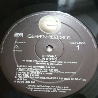 Nirvana 1993 Album In Utero (gef 24536) Ex