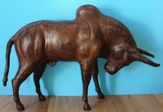 Leather Braham Bull Statue Figure 15 " X10.  5 "