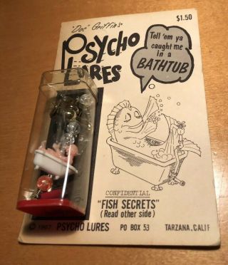 Vintage 1967 Doc Griffin’s Psycho Lure Bathtub Fishing Lure Old Stock