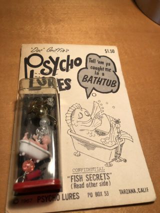 Vintage 1967 Doc Griffin’s Psycho Lure Bathtub Fishing Lure Old Stock 3