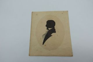 Antique Miniature Cut Paper Silhouette Portrait Of A Gentleman Early Photo 1800s