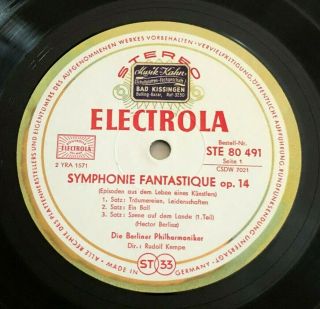 BERLIOZ Symphony Fantastique RUDOLF KEMPE 1959 ED1 HMV STEREO NO ASD 3