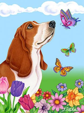 Butterfly House Flag - Basset Hound 98021