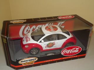 1999 Matchbox Coca Cola Red & White Volkswagon Beetle Atlanta 1/18 Scale Nrfb