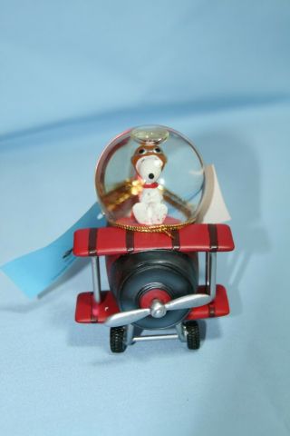 Peanuts Snoopy " Joe Cool Flying Ace Airplane Snow Globe " Westland 8141 Nib