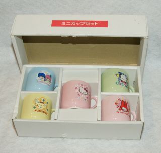 1999 Sanrio Hello Kitty 5 Mini Mug/cup Set My Melody - Pochacco - Little Twin Star