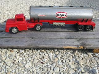 Vintage Buddy L Texaco Gas Oil Tanker Truck & Trailer Pressed Steel Toy Usa
