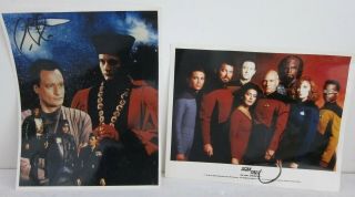 John De Lancie Pair Signed 8x10 Photos Star Trek Next Generation Q Autograph