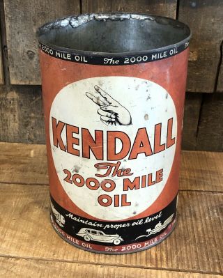 Vintage Kendall The 2000 Mile Motor Oil Gas Service Station Can Airplane Car