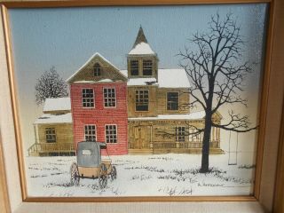 H.  Hargrove Oil On Canvas Certified Signed Painting 1 House & Carriage Vtg