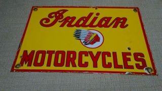 Vintage Indian Motorcycles Porcelain Metal Sign Dealer Sales Repair Service