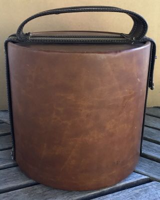 Vintage Ice Bucket Brown Faux Leather & Suede Mid - Century Elmar California USA 3