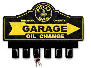 Vintage Style Metal Sign Polly Gasoline Key Hanger 14 X 10