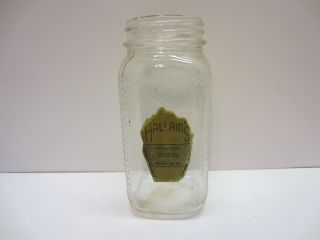 Vtg Old Hallams Honey Comb Glass Jar Advertising Container Springfield Mo