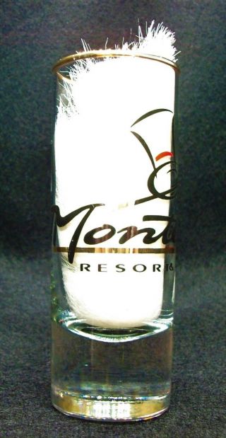 Nos Monte Carlo Casino Hotel Las Vegas Tall Shot Glass Gold Rimmed And Lettering