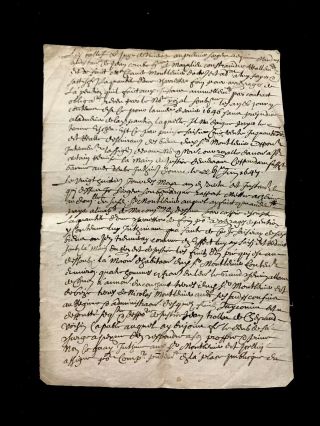 Rare Signed And Handwritten Document 1647