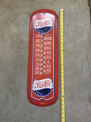Vintage Pepsi Cola Thermometer Metal Sign