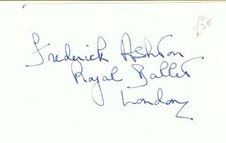 Frederick Ashton British Ballet Dancer And Choreographer Signed Card