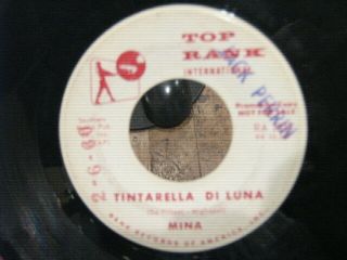 Mina Tintarella Di Luna B/w Johnny Kiss Rare Promo 1960 7 " Vinyl 45 Vg,