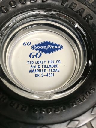 Vintage Goodyear Tire Ashtray Advertising Ted Lokey Tire Co.  Amarillo,  Tx