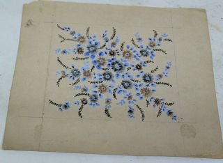 Floral Design Hand Painted On Old Paper Collectible Textile Indian Art.
