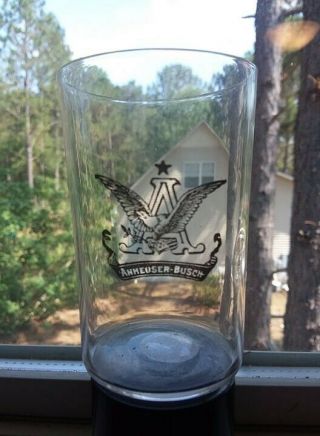 Pre Pro Anheuser Busch Beer Glass With Black Logo / 3 1/2 "