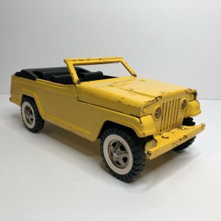 Rare Vintage Tonka Pressed Steel 13 " Convertible Yellow Jeepster - All
