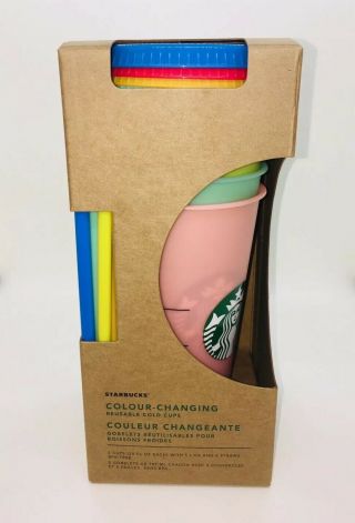 STARBUCKS Color - Changing ReUsable Cold Cups 5 Cups (24 fl oz each) In A Pack 3