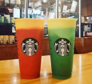 STARBUCKS Color - Changing ReUsable Cold Cups 5 Cups (24 fl oz each) In A Pack 5