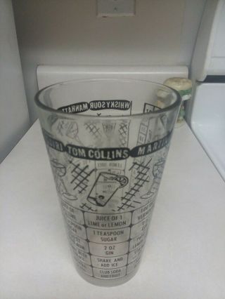 Vintage Federal Cocktail Drink:recipes Shaker Mixing Glass,  Black On Clear