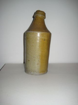 Old Antique Primitive Stoneware Pottery Rum Beer Bottle Jug Marked Blob Cork Top 3