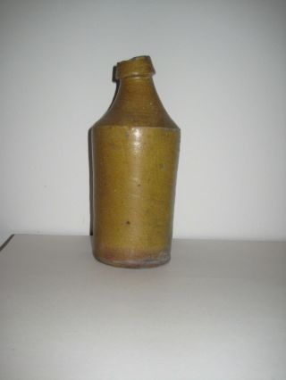 Old Antique Primitive Stoneware Pottery Rum Beer Bottle Jug Marked Blob Cork Top 4
