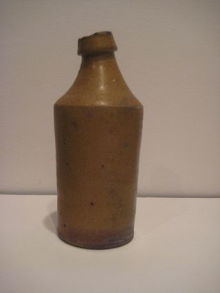 Old Antique Primitive Stoneware Pottery Rum Beer Bottle Jug Marked Blob Cork Top 7